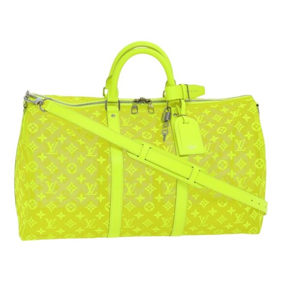 LOUIS VUITTON Monogram Mesh Keepall Bandouliere 50 Bag Yellow - Picture 2 of 15